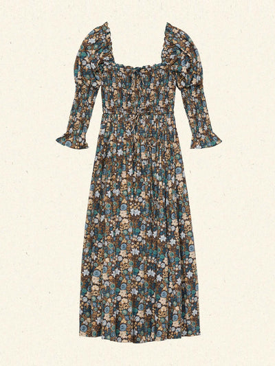 Dôen Bijou dress in bleu arbor floral at Collagerie