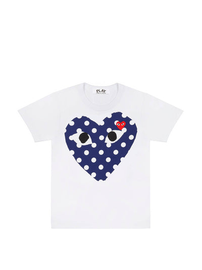 PLAY Comme Des Garcons Polka dot big heart t-shirt at Collagerie