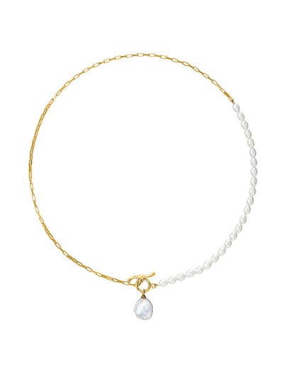Dower & Hall Timeless keshi pearl drop chain necklace at Collagerie