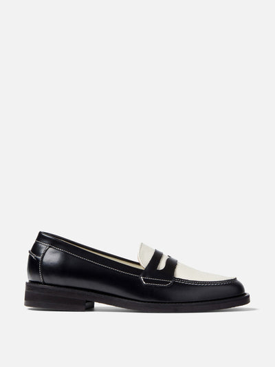 Duke + Dexter Wilde black and white loafers at Collagerie