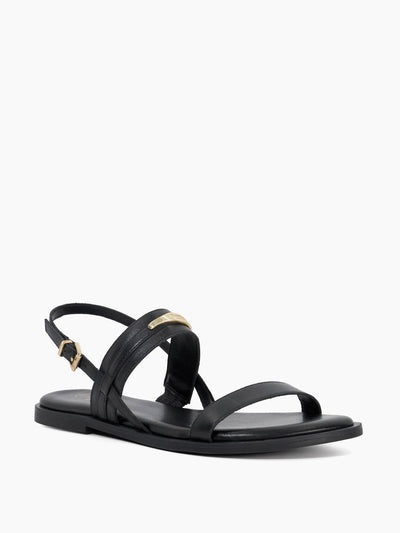 Dune Litton leather sandals with logo detail at Collagerie