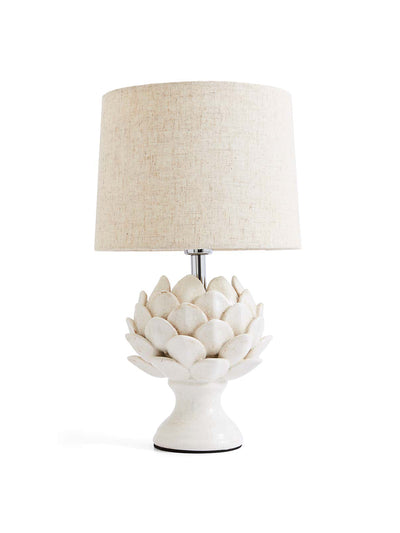 Dorma Cream artichoke table lamp with linen lampshade at Collagerie