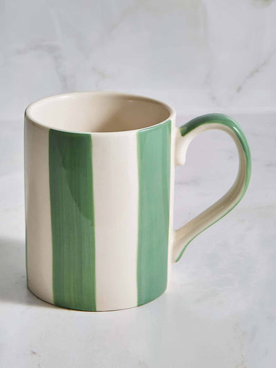 Dunelm Hand painted green stripe mug at Collagerie