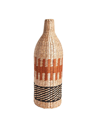 Dunelm Ochre woven straw bottle vase at Collagerie