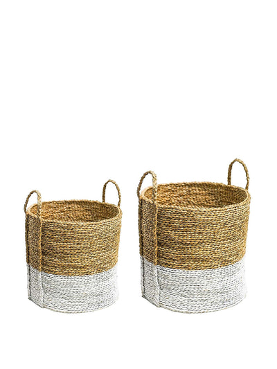 Dunelm White seagrass log & kindling baskets (set of 2) at Collagerie