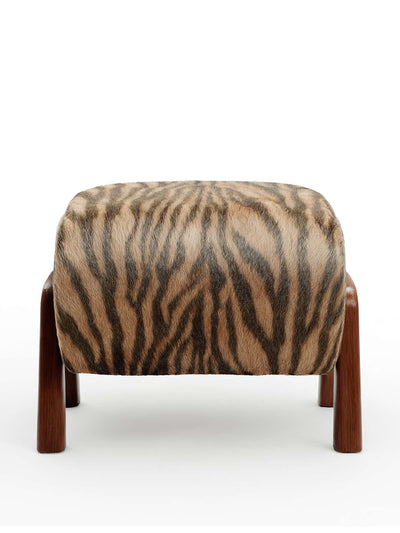Dunelm Zebra print faux fur curved wooden footstool at Collagerie