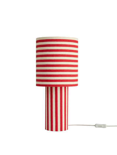Dusk Lucia striped table lamp in red/white at Collagerie