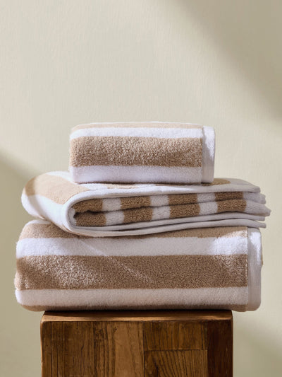 Dusk Algarve luxury stripe towel collection at Collagerie