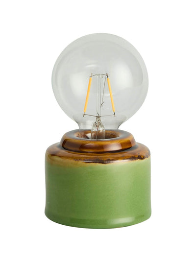 Dusk Robin reactive glaze ceramic bulb table lamp in green/brown at Collagerie