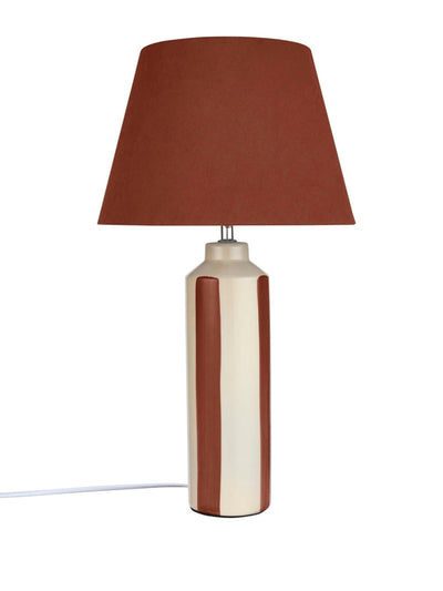 Dusk Velvet stripe table lamp in burnt orange at Collagerie