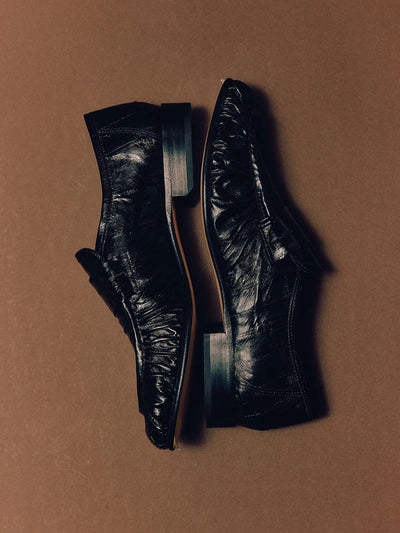 E Nolan Gathered croc-effect loafers at Collagerie