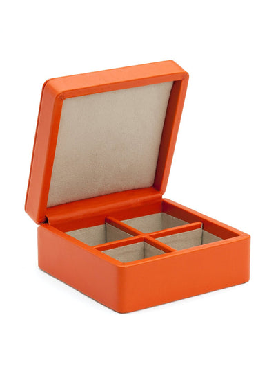 Noble Macmillan Orange Chelsea leather cufflink box at Collagerie