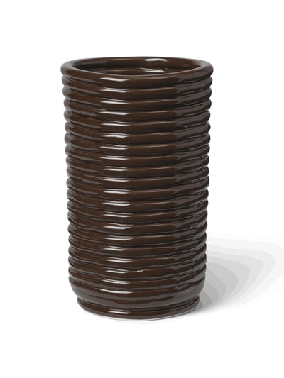 Ferm Living Carob brown clay Corduroy vase at Collagerie