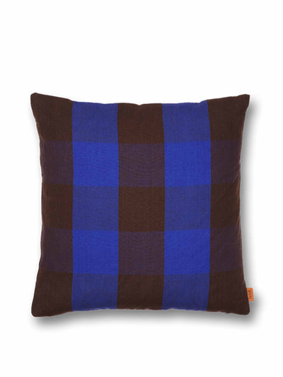 Ferm Living Blue checked cushion at Collagerie