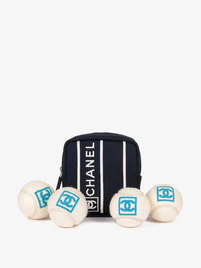 Chanel Vintage canvas tennis pouch and set of 4 balls at Collagerie