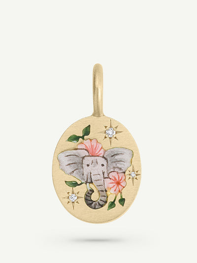 Cece Jewellery Elephant and camellia charm at Collagerie