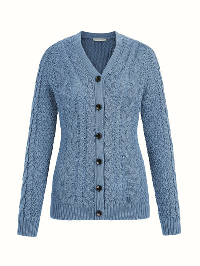 Emilia Wickstead Elmer knit cardigan in smoke blue at Collagerie