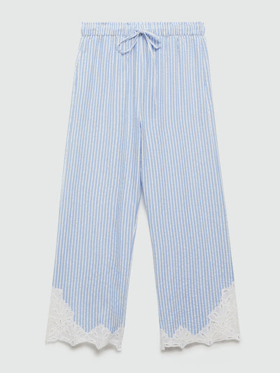 Mango Embroidered striped trousers at Collagerie