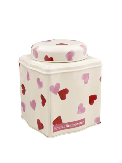 Emma Bridgewater Pink hearts dome lid curved tin caddy at Collagerie