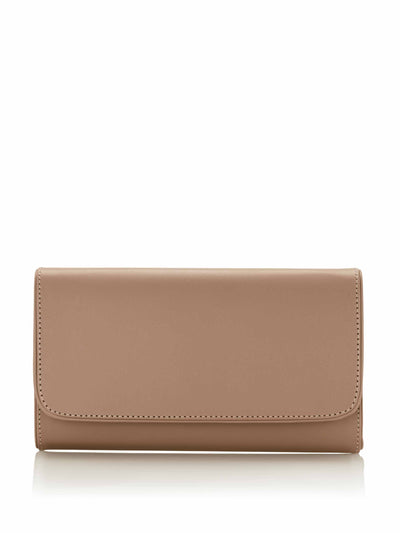 Emmy London Tan leather clutch bag at Collagerie