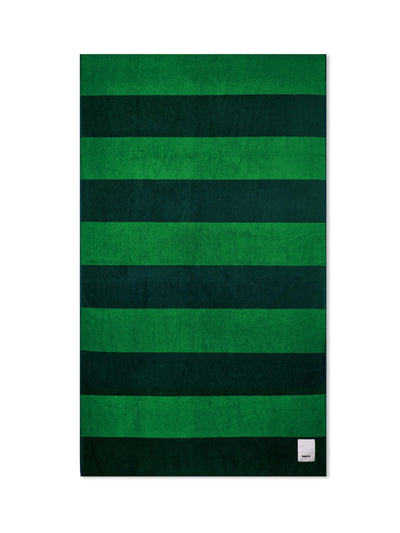 Tekla Green block striped beach towel at Collagerie