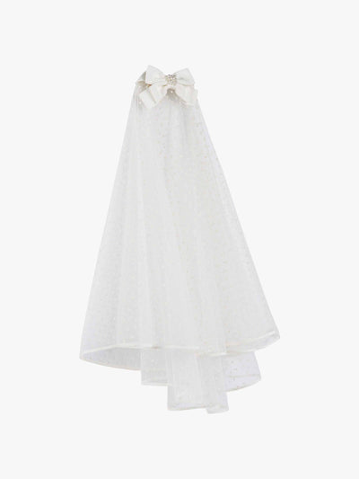 Erdem White bow detail pearl-embellished veil at Collagerie