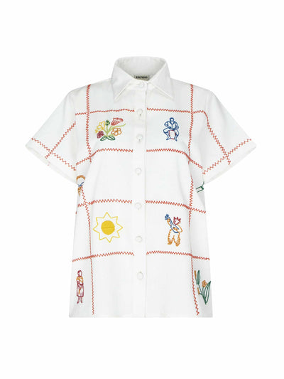 Escvdo Embroidered white collared shirt at Collagerie