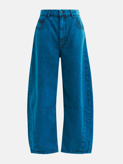 Essentiel Antwerp Blue overdyed organic cotton barrel-leg jeans at Collagerie