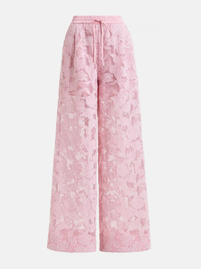 Essentiel Antwerp Light pink lace wide-leg pants at Collagerie
