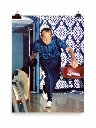 Etsy Richard Nixon bowling poster print at Collagerie