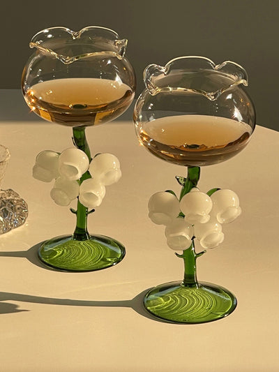 Etsy Lily of the valley stem wine glasses at Collagerie