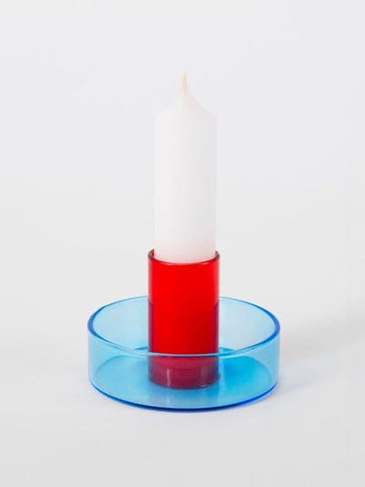 Etsy Red and blue glass candlestick holder at Collagerie