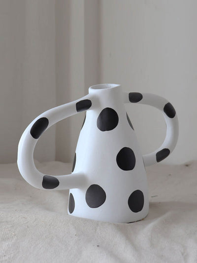 Etsy Black polka dot long handled amphora ceramic vase at Collagerie