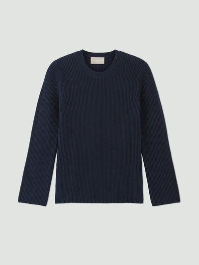 Everlane Slim crewneck cotton jumper in navy at Collagerie