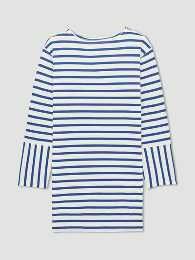 Everlane Striped t-shirt dress in ColorCanvas Tan and Mazarine Blue at Collagerie