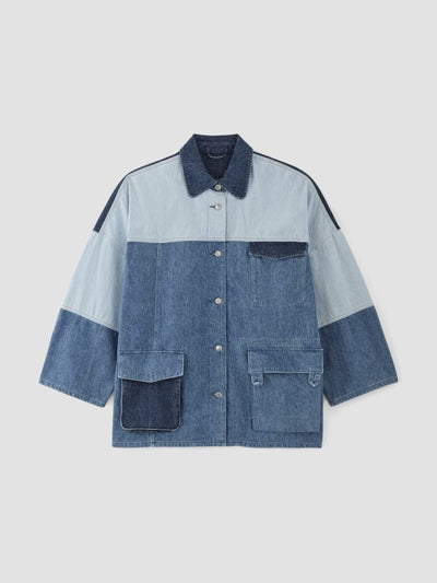 Everlane Almeida denim patchwork jacket at Collagerie