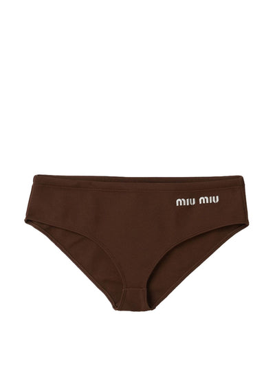Miu Miu Logo-print bikini bottoms at Collagerie