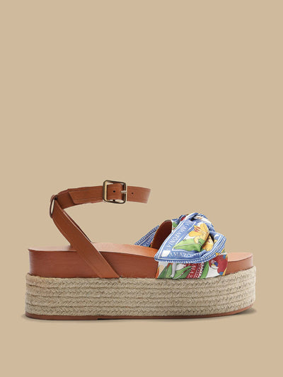 Farm Rio Camel Scarf flatform espadrilles at Collagerie