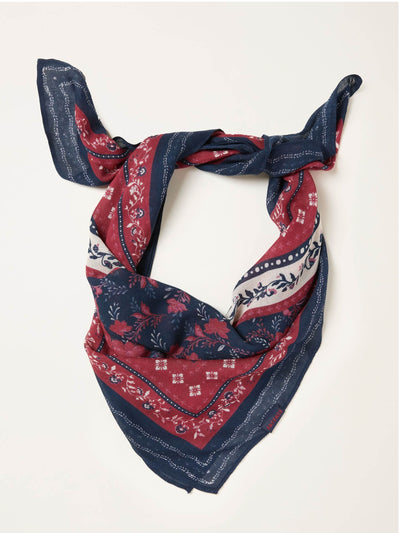 Fatface Burgundy red floral print hair scarf at Collagerie
