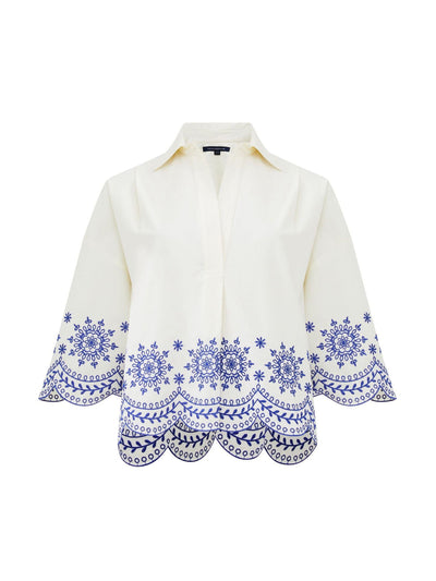 French Connection Alissa cotton embroidered popover shirt at Collagerie