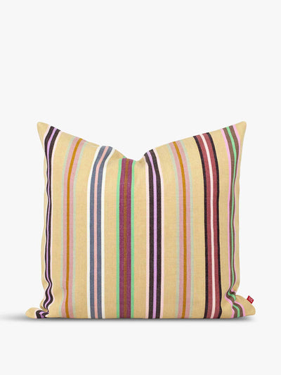 Afroart Yellow striped cushion at Collagerie