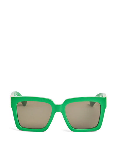 Bottega Veneta Green oversized square acetate sunglasses at Collagerie