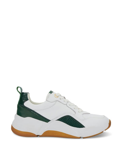 Dune Green and white leather trainers at Collagerie