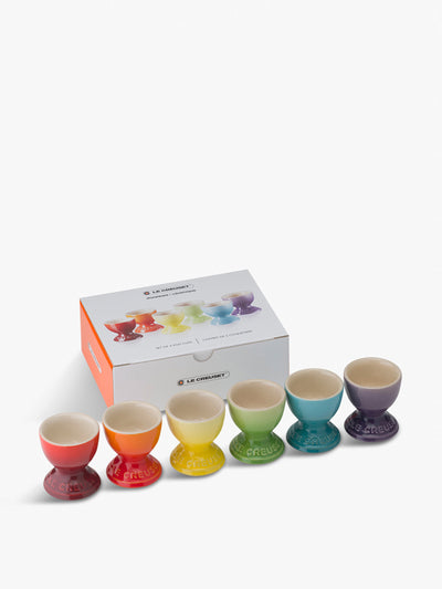 Le Creuset Rainbow egg cups (set of 6) at Collagerie
