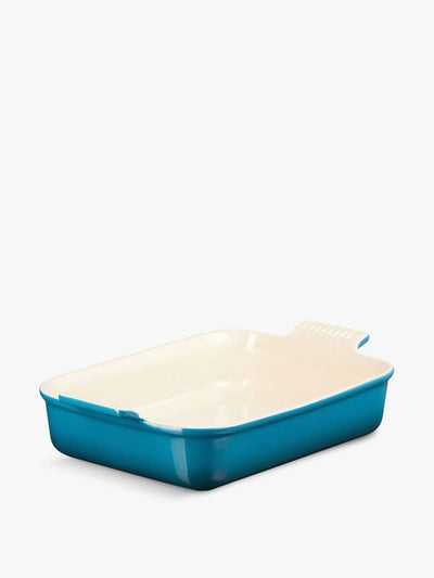 Le Creuset Stoneware Heritage rectangular dish in Teal at Collagerie