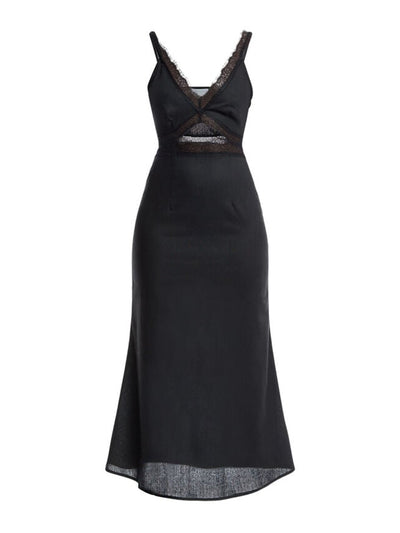 Never Fully Dressed Black linen Mimi dress at Collagerie