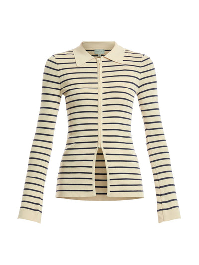 Pretty Lavish Avery striped zip knit top at Collagerie