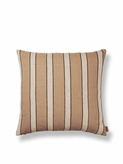 Ferm Living Brown striped cotton cushion at Collagerie