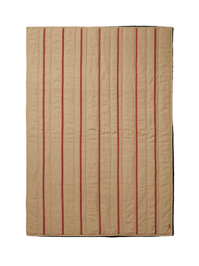 Ferm Living Quilted blanket in Camel and Red at Collagerie