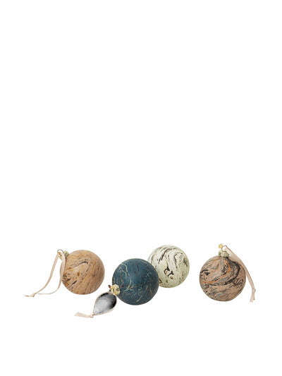 Ferm Living Marble baubles (set of 4) at Collagerie